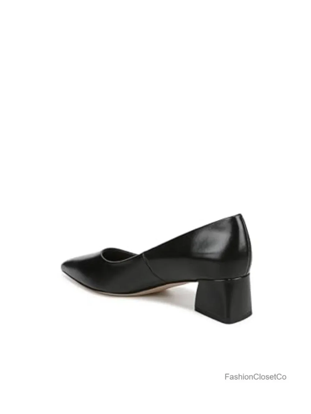 Racer Pointed Toe Block Heel Pumps Women's Leather Slip On Comfort